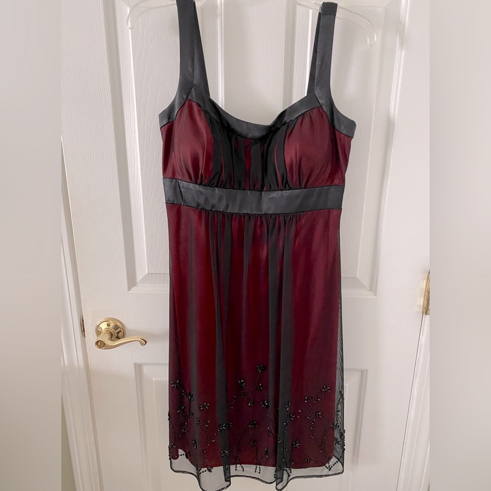 S.L. Fashions Vintage red under sheer black Dress Sz 6 EUC Wedding , semi formal
